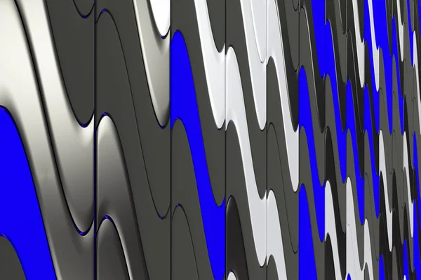 黑色、 白色和蓝色的模式扭曲挤压的形状 — 图库照片