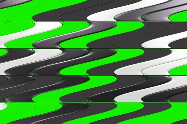 黒、白、緑のパターン ツイスト押出形材 — ストック写真