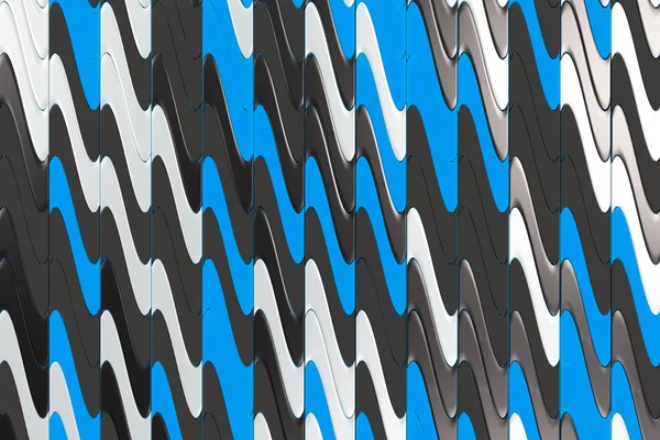 Desen siyah, beyaz ve mavi haddelenmiş şekiller bükülmüş — Stok fotoğraf