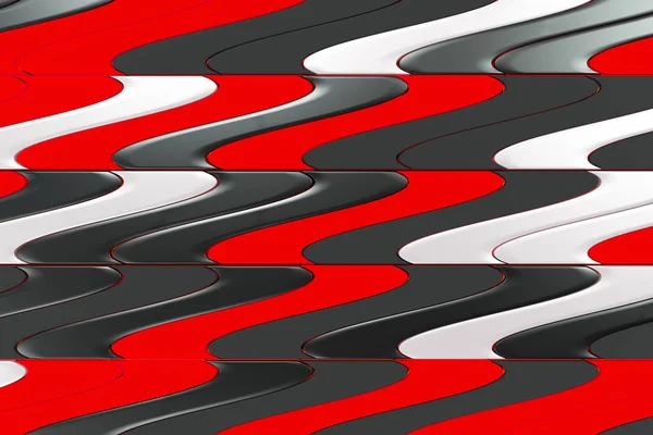 Desen siyah, beyaz ve kırmızı haddelenmiş şekiller bükülmüş — Stok fotoğraf