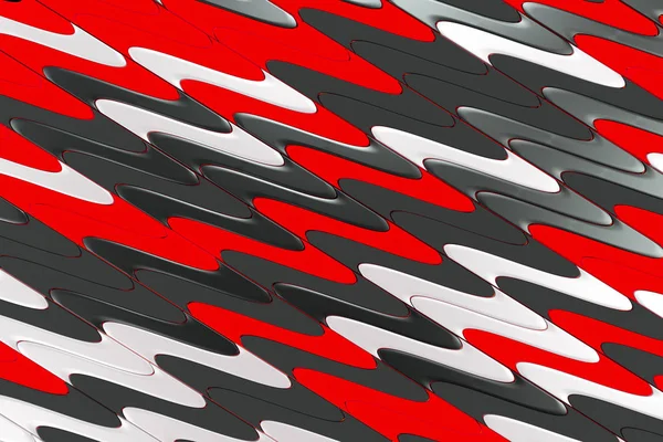 Desen siyah, beyaz ve kırmızı haddelenmiş şekiller bükülmüş — Stok fotoğraf