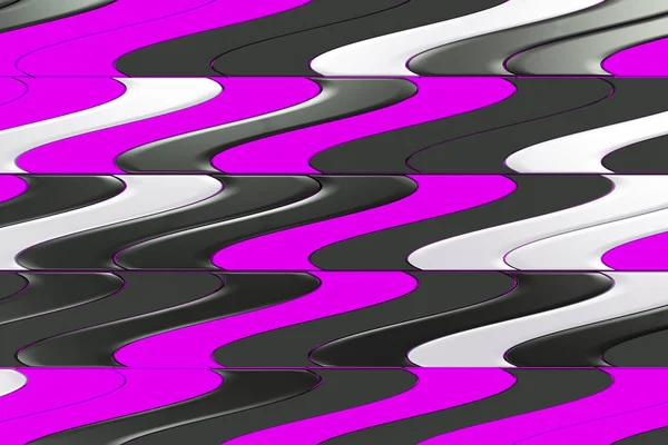 Pattern of black, white and violet twisted extruded shapes — Stock Photo, Image