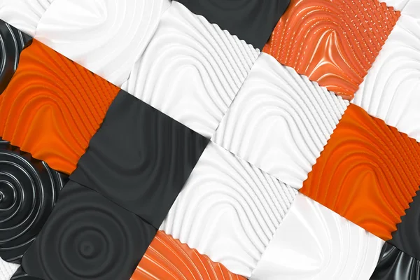 黑、 白、 橙多维数据集与变形曲面的模式 — 图库照片