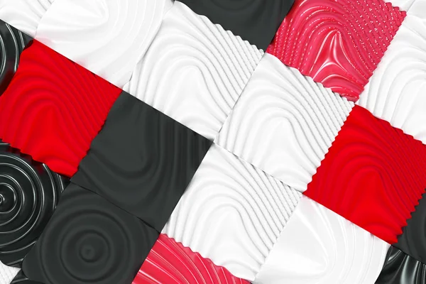 黑色、 白色和红色的多维数据集与变形曲面的模式 — 图库照片