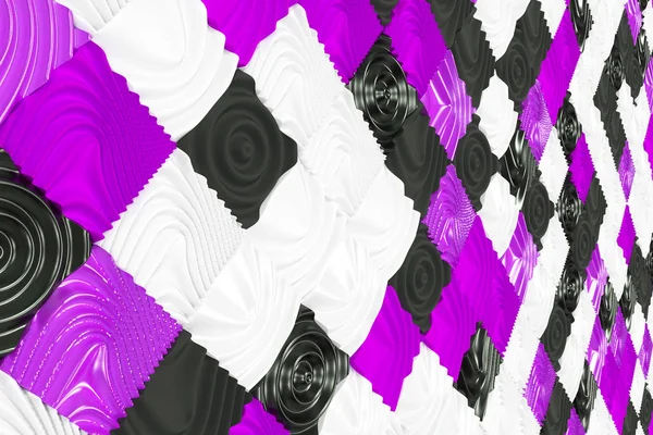 変形表面を黒、白、紫のキューブのパターン — ストック写真