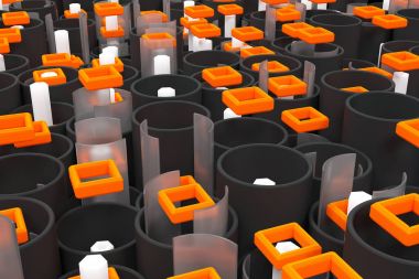 Desen siyah borular, Altıgenler, kare öğeleri ve cam sörf