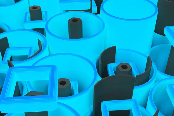 Padrão de tubos coloridos, elementos quadrados repetidos, hexago preto — Fotografia de Stock