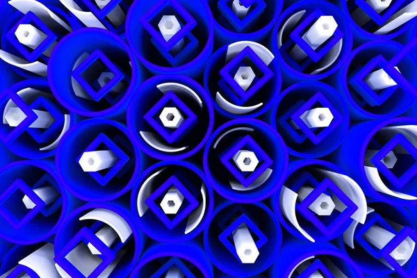 Patrón de tubos de colores, elementos cuadrados repetidos, hexago blanco — Foto de Stock