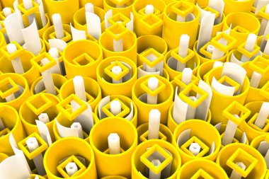 Desen renkli tüpler, tekrarlanan kare öğeleri, beyaz hexago