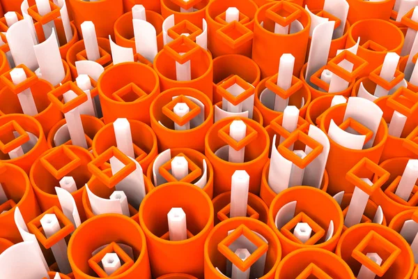 Patrón de tubos de colores, elementos cuadrados repetidos, hexago blanco — Foto de Stock