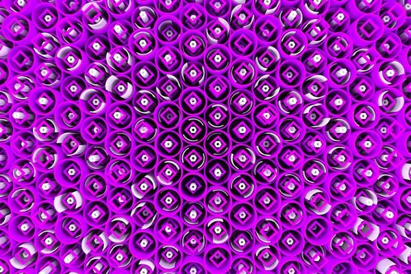 Patroon van gekleurde buizen, herhaalde vierkante elementen, witte hexago — Stockfoto
