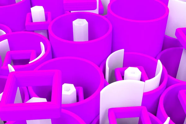 模式中彩色的管，方形重复元素的元素，白色六角 — 图库照片