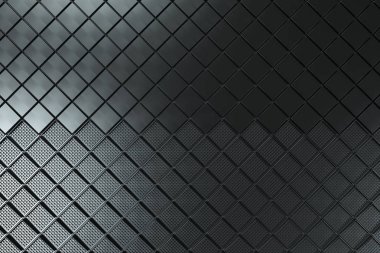 Fütüristik endüstriyel arka plan siyah kare metalden yapılmış sh