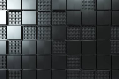 Fütüristik endüstriyel arka plan siyah kare metalden yapılmış sh