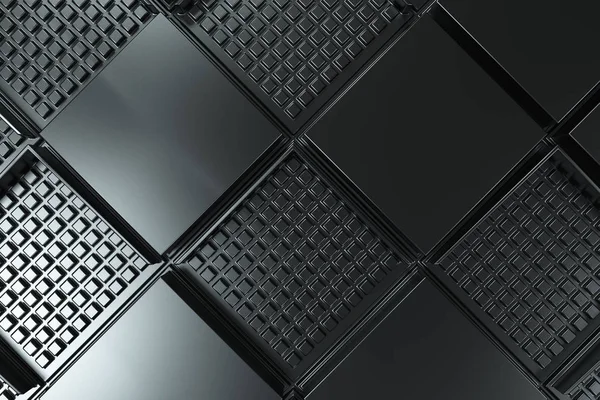 Футуристичний промисловий фон з чорного квадратного металу — стокове фото