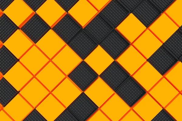 Futuristic industrial background made from black and orange squa — Stock Photo, Image