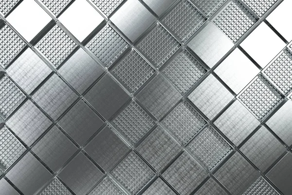 Fondo industrial futurista hecho de metal cuadrado cepillado — Foto de Stock