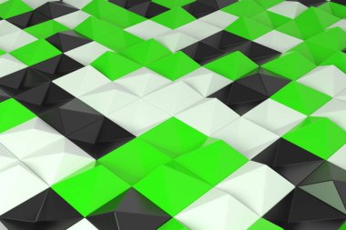 Siyah, beyaz ve yeşil piramit şekillerini paterni