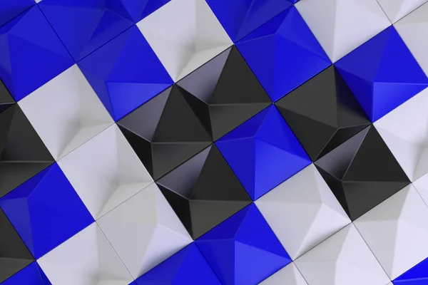 黑色、 白色和蓝色的金字塔形状的模式 — 图库照片