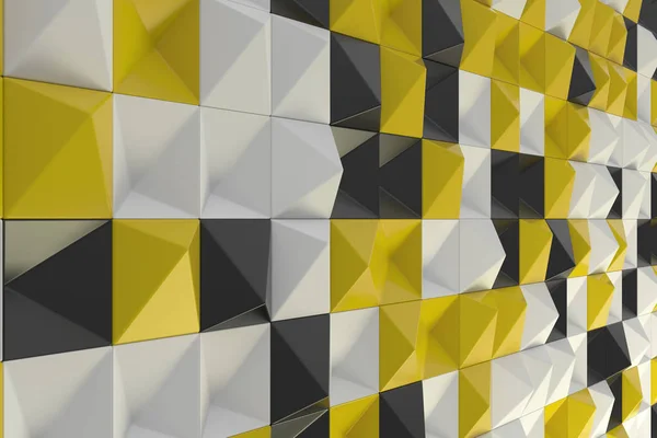 Padrão de formas de pirâmide preto, branco e amarelo — Fotografia de Stock