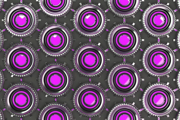 Wabenmuster konzentrischer Metallformen mit violettem Element — Stockfoto