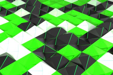 Siyah, beyaz ve yeşil piramit şekillerini paterni