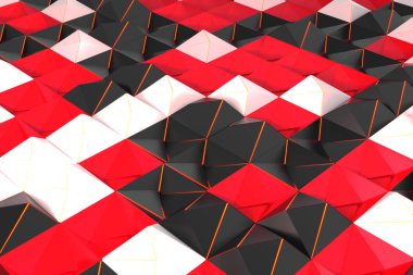 Siyah, beyaz ve kırmızı piramit şekillerini paterni