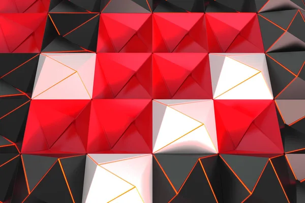 Padrão de formas de pirâmide preto, branco e vermelho — Fotografia de Stock