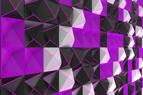 黑的、 白的、 紫的金字塔形状的模式 — 图库照片