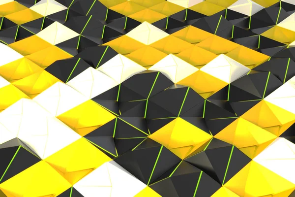 Padrão de formas de pirâmide preto, branco e amarelo — Fotografia de Stock