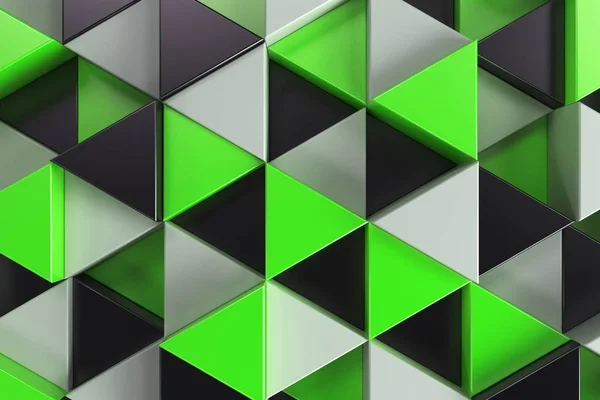 Mönster av svart, vitt och grönt triangel prismor — Stockfoto