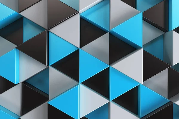 Padrão de prismas de triângulo preto, branco e azul — Fotografia de Stock