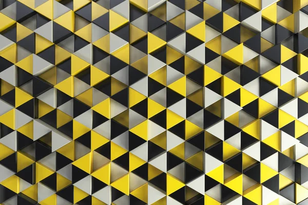 Siyah, beyaz ve sarı üçgen prizmalar paterni — Stok fotoğraf