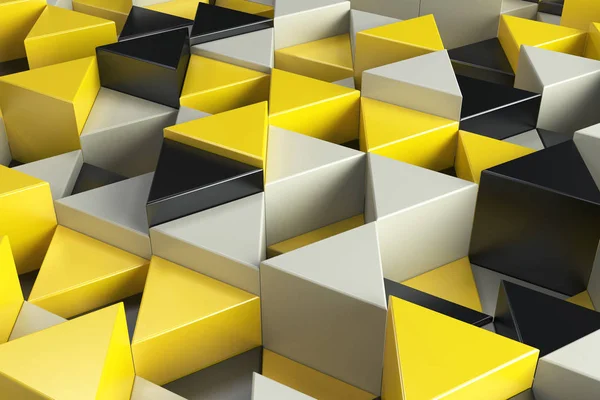 Patrón de prismas de triángulo negro, blanco y amarillo —  Fotos de Stock