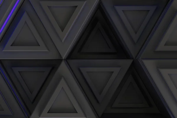Desen gri üçgen prizmalar ile mavi parlak çizgiler — Stok fotoğraf