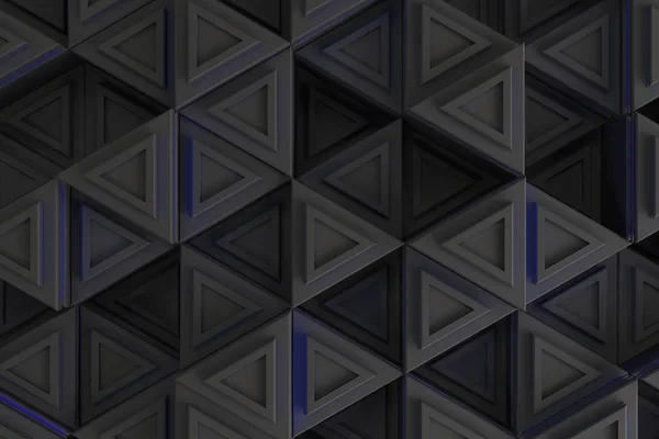 Patrón de prismas triangulares grises con líneas azules brillantes — Foto de Stock