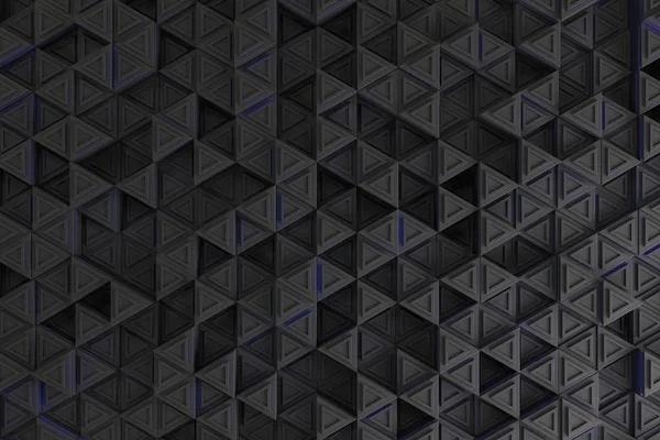 Vzor šedý trojúhelník hranoly s modře zářících čar — Stock fotografie