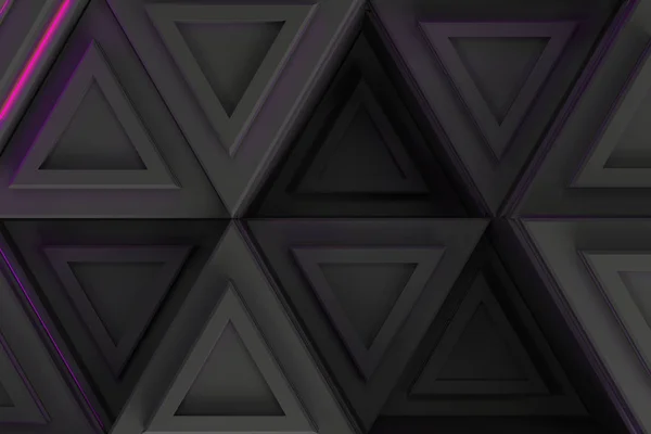 보라색 빛나는 라인 회색 삼각형 프리즘의 패턴 — 스톡 사진