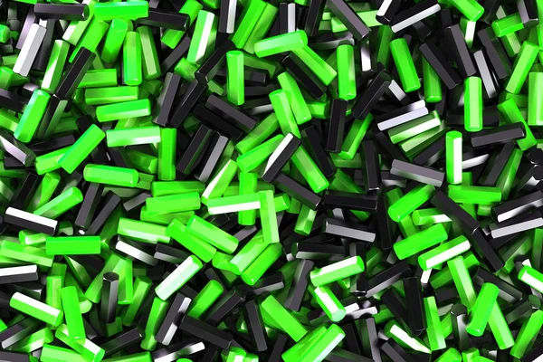 A pile of black and green hexagon details — Stock Photo, Image