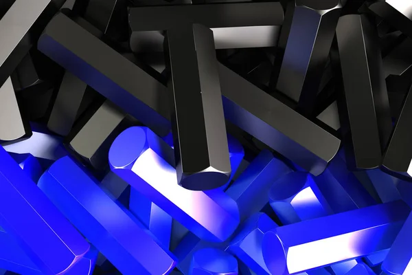 Egy halom szimmetrikusan elosztott fekete és kék hatszög részletek — Stock Fotó