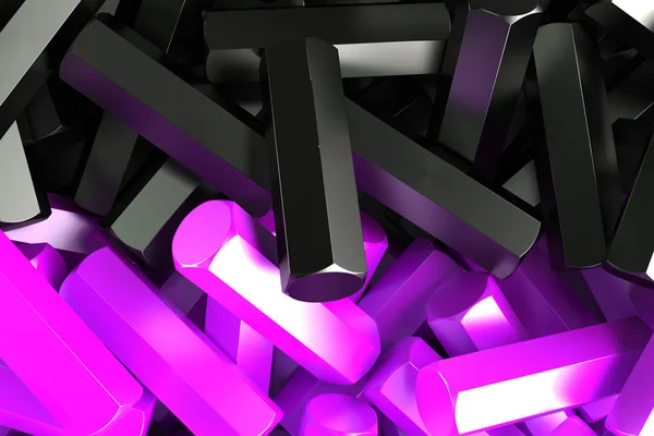 一堆对称分布黑色和紫色的六角详细 — 图库照片