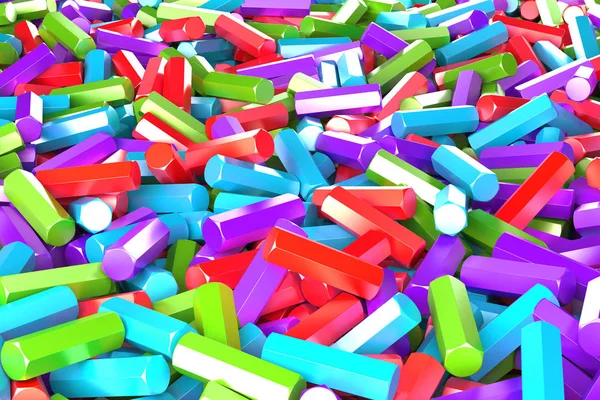 Uma pilha de detalhes hexágono multicoloridos — Fotografia de Stock