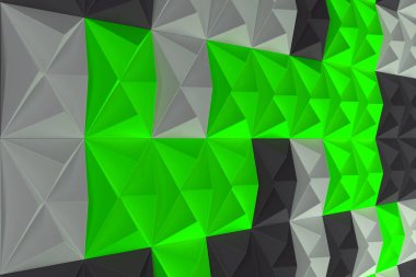 Siyah, beyaz ve yeşil piramit şekillerini paterni