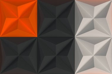 Siyah, beyaz ve turuncu piramit şekillerini paterni