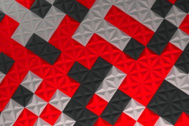 Siyah, beyaz ve kırmızı piramit şekillerini paterni
