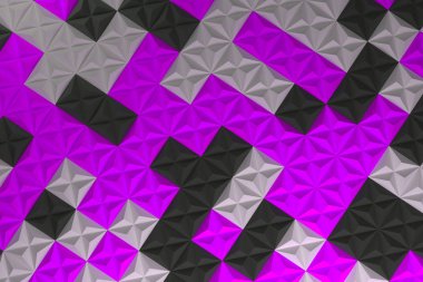 Siyah, beyaz ve mor piramit şekillerini paterni