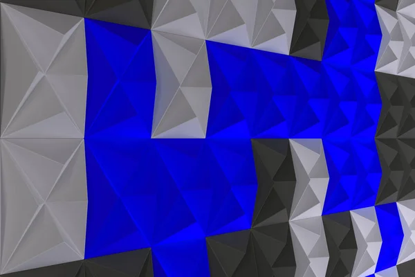 Muster aus schwarzen, weißen und blauen Pyramidenformen — Stockfoto
