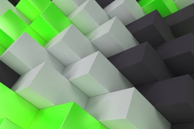 Siyah, beyaz ve yeşil dikdörtgen şekiller içeren deseni