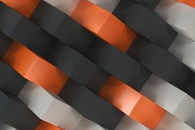 Siyah, beyaz ve turuncu dikdörtgen şekiller içeren deseni