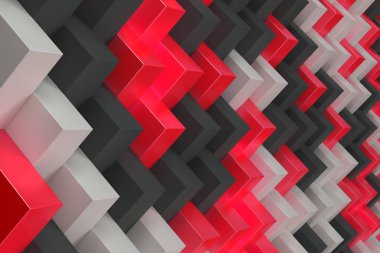 Siyah, beyaz ve kırmızı dikdörtgen şekiller içeren deseni